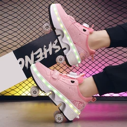 Zapatos de patín de Parkour para niños y adolescentes, zapatillas informales de doble rueda para correr, interiores y exteriores, novedad