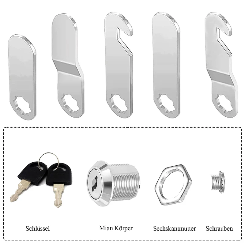 

4 Keys 5 Pieces C1820 Open Cam Lock RV LOCK RV Lock Mailbox Lock Wardrobe Lock Tool