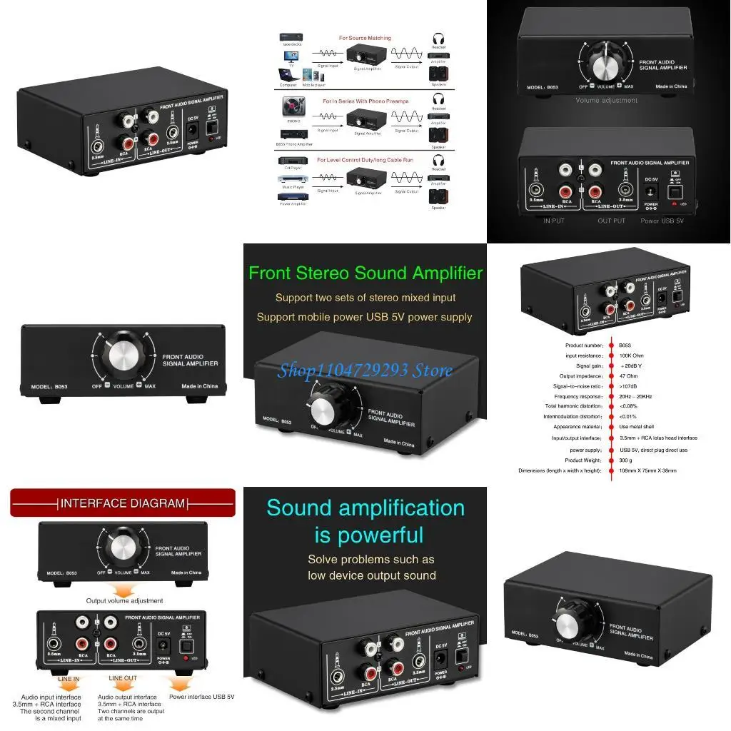 

Y2GD Stereo Line Level Boosters Amplifiers Sound Preamp 20dB Volumes Control
