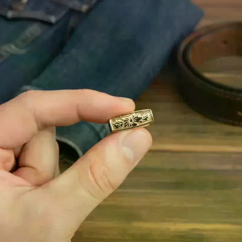 

Classic Retro Floral Engraved Belt Buckle - Vintage European & American Style Metal Pin Buckle