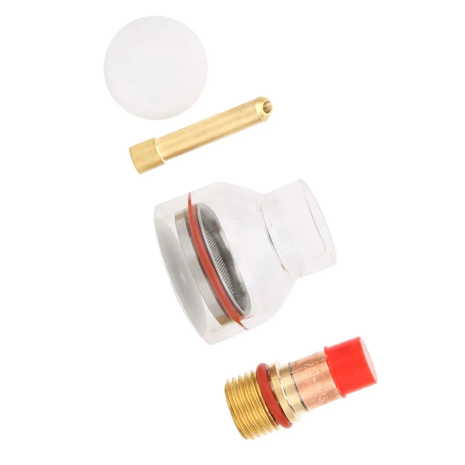 짧은 튜브 척 본체 가스 렌즈 용접 액세서리, 가스켓 및 실리콘 링이 있는 고온 용접 건 유리