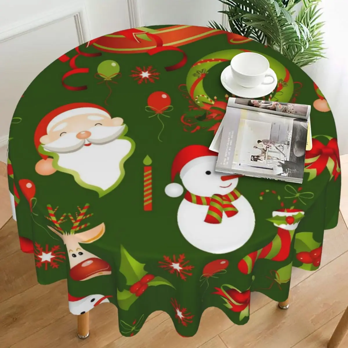 مفرش المائدة عيد الميلاد مفرش طاولة مستدير موضة غطاء الطاولة مفارش المائدة تصميم ديكور المنزل طاولة طعام الديكور #1