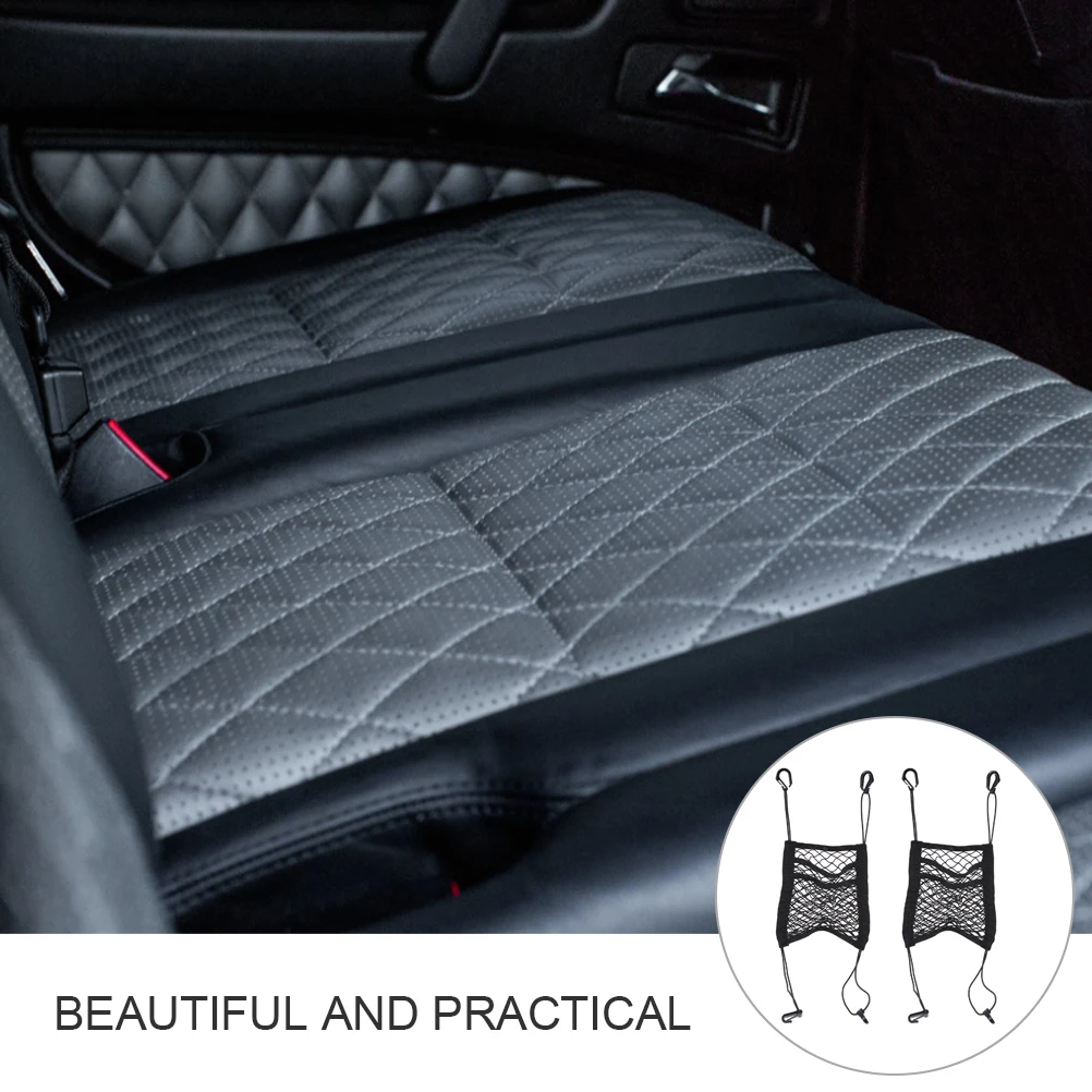 

2Pcs Car Seats Net Pocket Durable Plastic Mesh Bag Large Capacity Storage ganizer Travel Accessories Auto Vehicle
