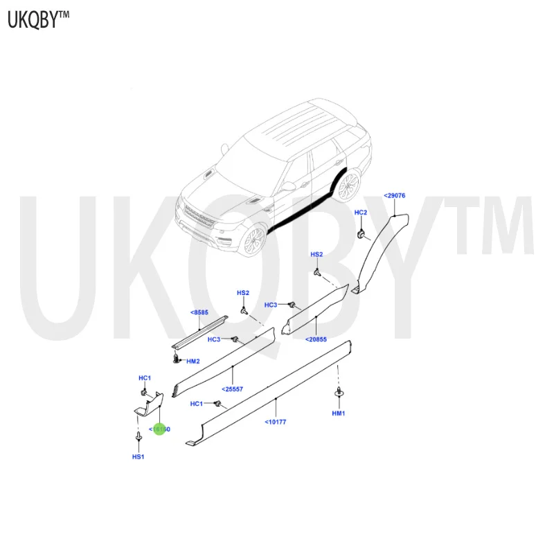 Insert strip assembly - Fender insert strip - Door outer side LR064267 LR064265 LR064266 LR064264 LR044136 LR044137 LR044127 LR0
