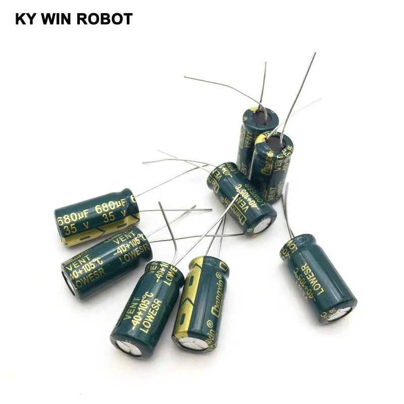 10 قطعة مُكثَّف كهربائيًا من الألومنيوم 680 فائق التوهج 35 فولت 10*20 مللي متر جودة التردد شعاعي مُكثَّف كهربائيًا #6