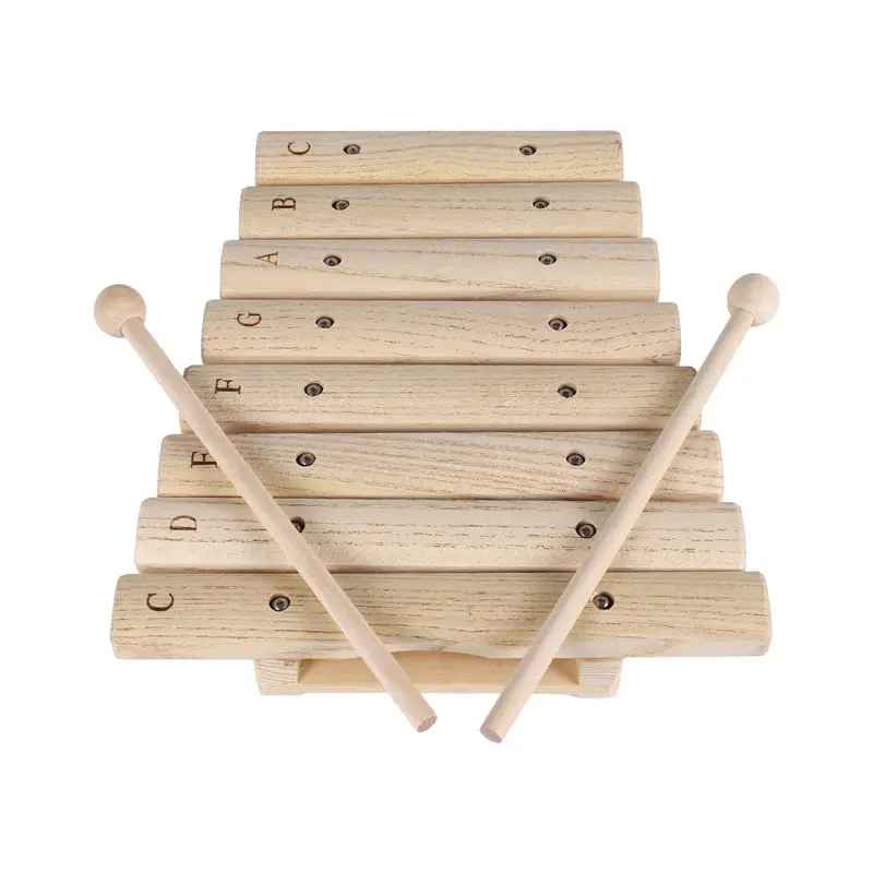 AEB0-Children Kids Natural Wood Wooden 8 Tone Xylophone Percussion Musical Instrument For Kids Music Develop