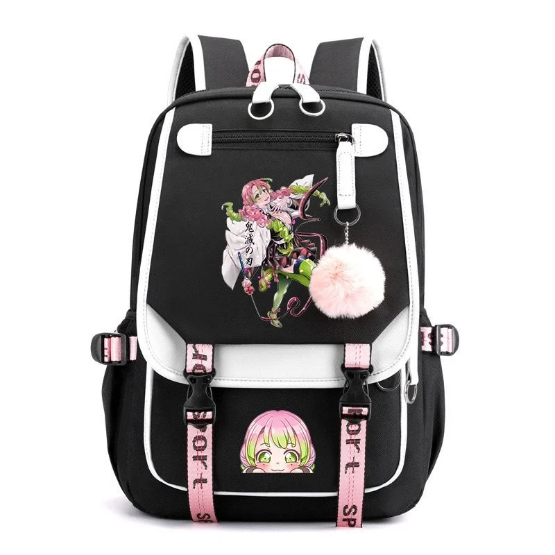 Kanroji Mitsuri Backpack Anime Demon Slayer Teenarges Schoolbag Mochila Children Laptop Bag Men Fashion Travel Outdoor Bags