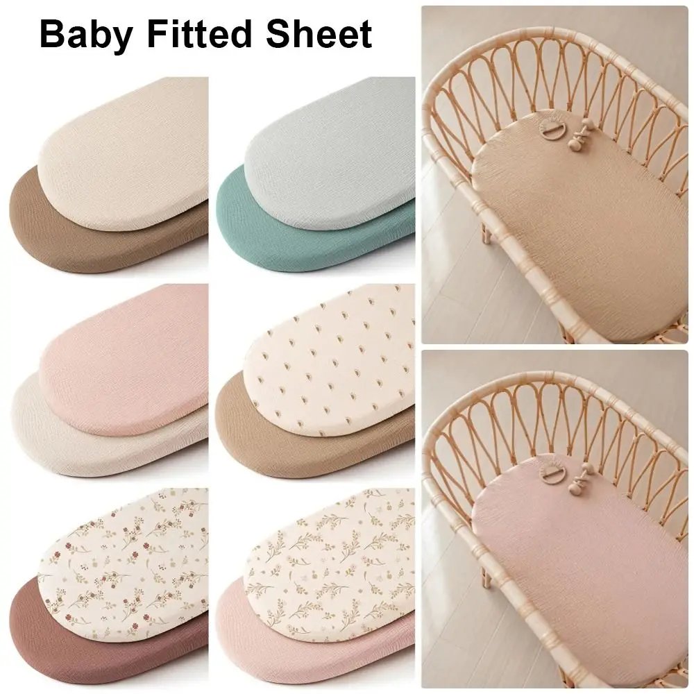 

2Pcs/Set Durable Solid Baby Fitted Sheet Breathable Cotton Newborn Changing Pad Cover Printed Cradles Mattress Cover