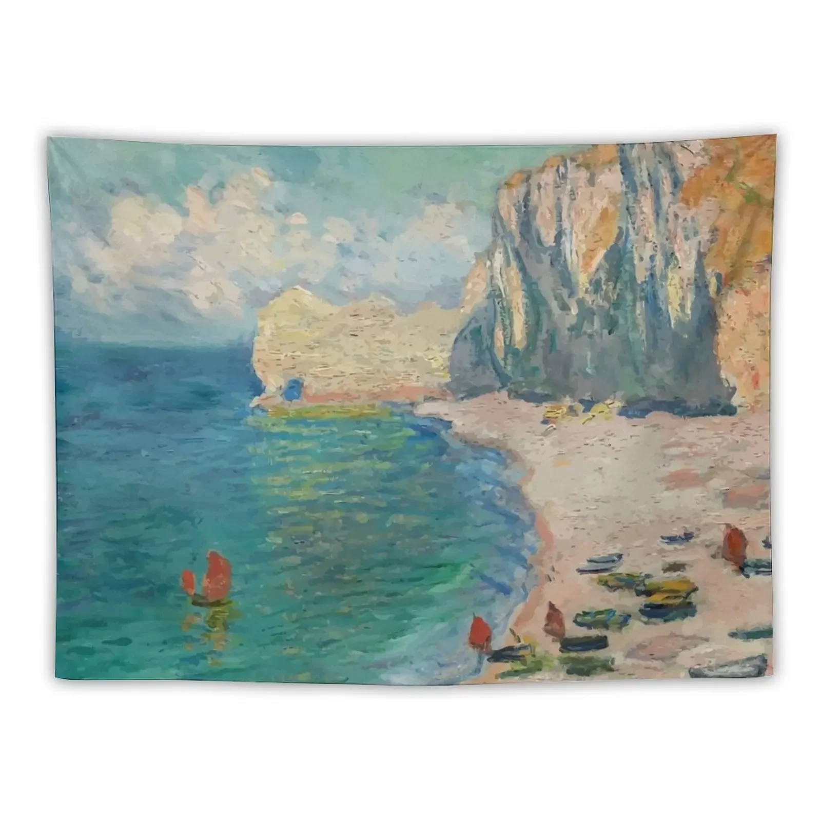 

The Beach and the Falaise d'Amont by Claude Monet Tapestry Wallpaper Bedroom Room Decor Cute Art Mural Tapestry