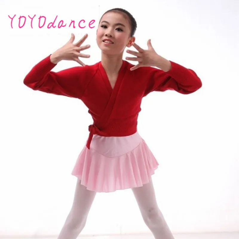 

Wrap Ballet 3 Colors Winter Child and Adult Girls Cardigan Square Dance Clothes Long Sleeve Dance Sweater for Girls