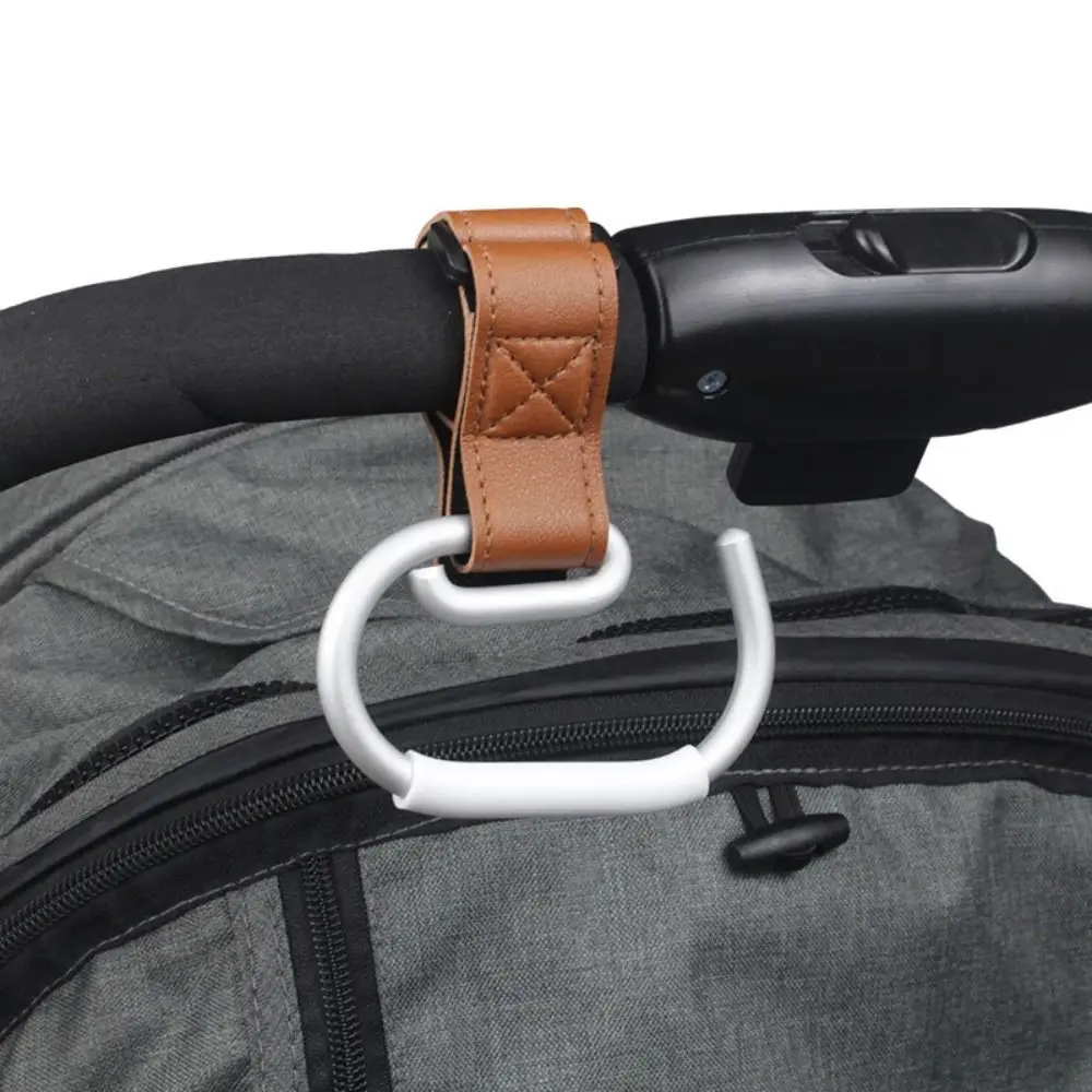 

Universal PU Stroller Hooks Aluminum Alloy Hook Portable Pram Hanging Hook Solid Color Stroller Accessories Cart Organizer