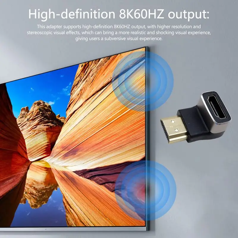 90 Degrees Adapter 8K 60Hz Portable L Shape Extender Right Angle Connector Reusable USB C Right Angle Adapter Male To Female