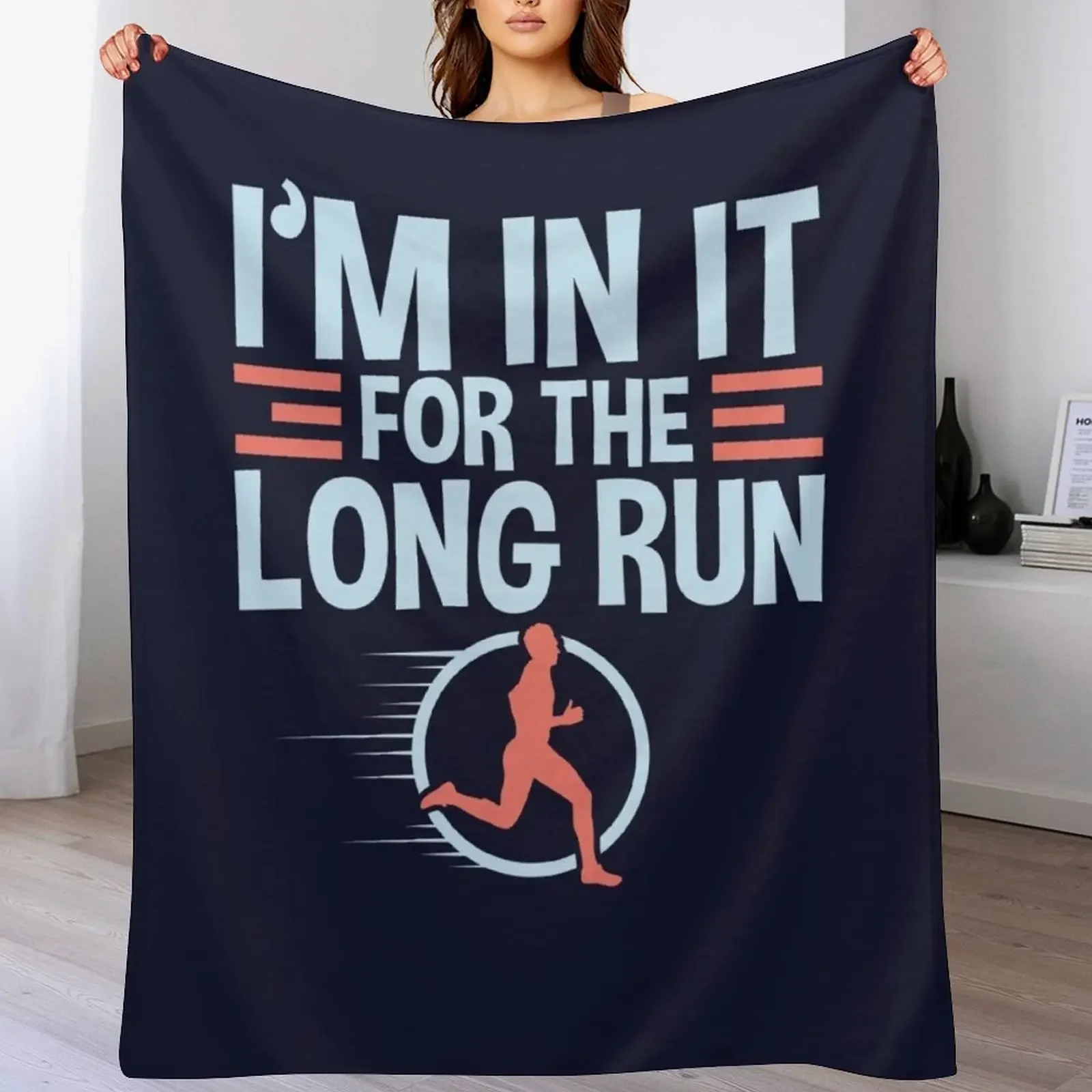 

Runner Quotes Gifts - I'm In It For The Long Run Throw Blanket Softest Custom Cute Plaid Bed covers Blankets