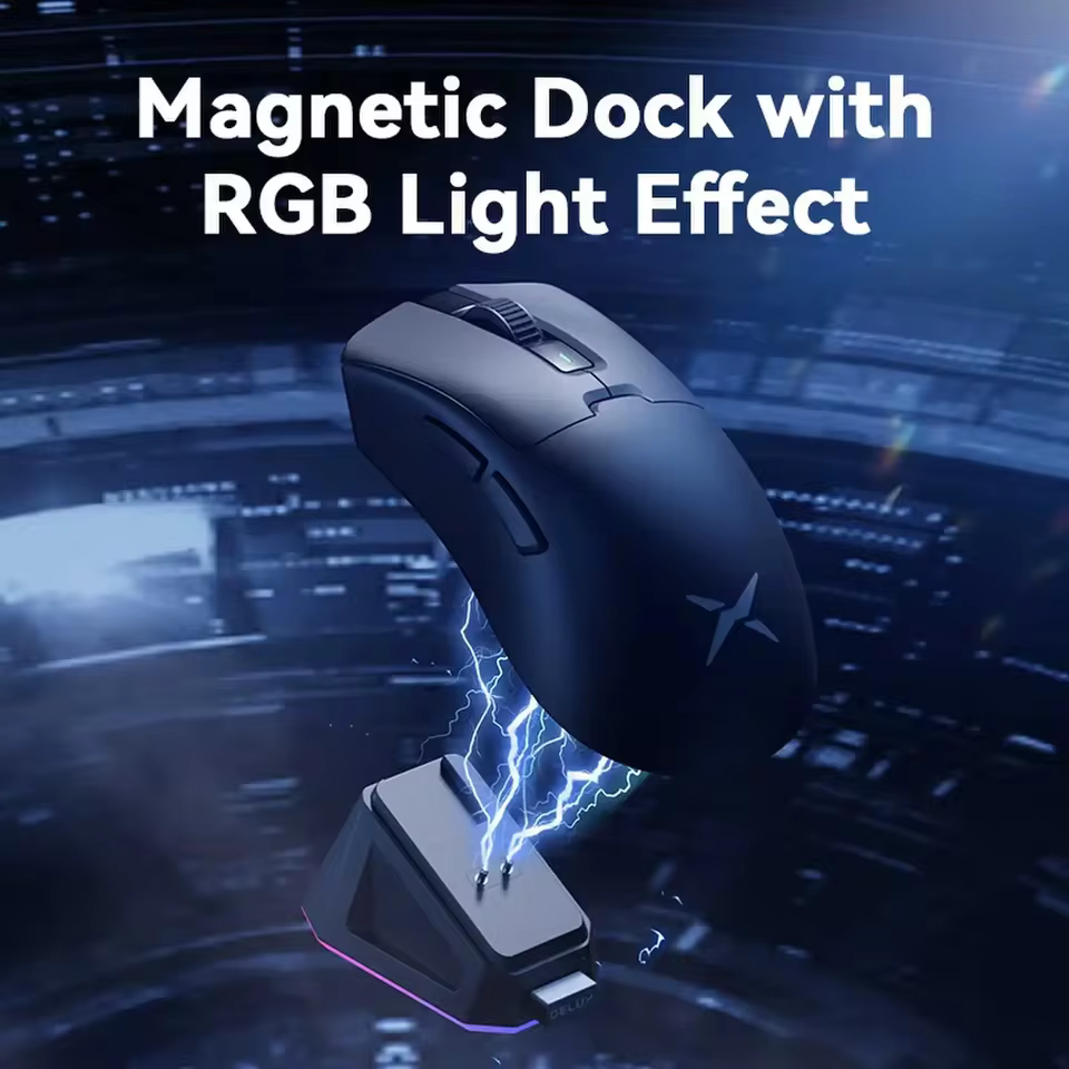 Delux M900 Pro - Mouse Ergonômico Sem Fio 8K PAW3395
