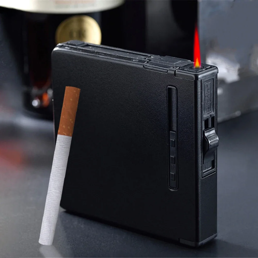 Automatic Cigarette Case Gas Lighter Hold 20pcs Cigarettes Waterproof Storage Box Tobacco Holder Inflatable Cigarette Lighter