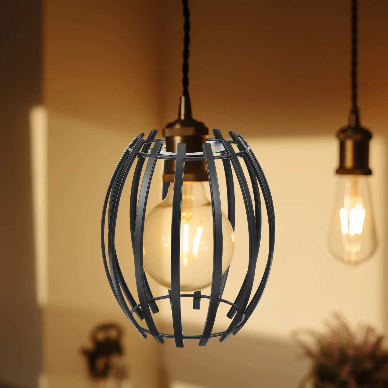 

Geometric Shape Lampshade 16 5x13 5 Ball Metal Black Light Bulb Cage Cover Tea Pendant Light Lampshade Shop Decor