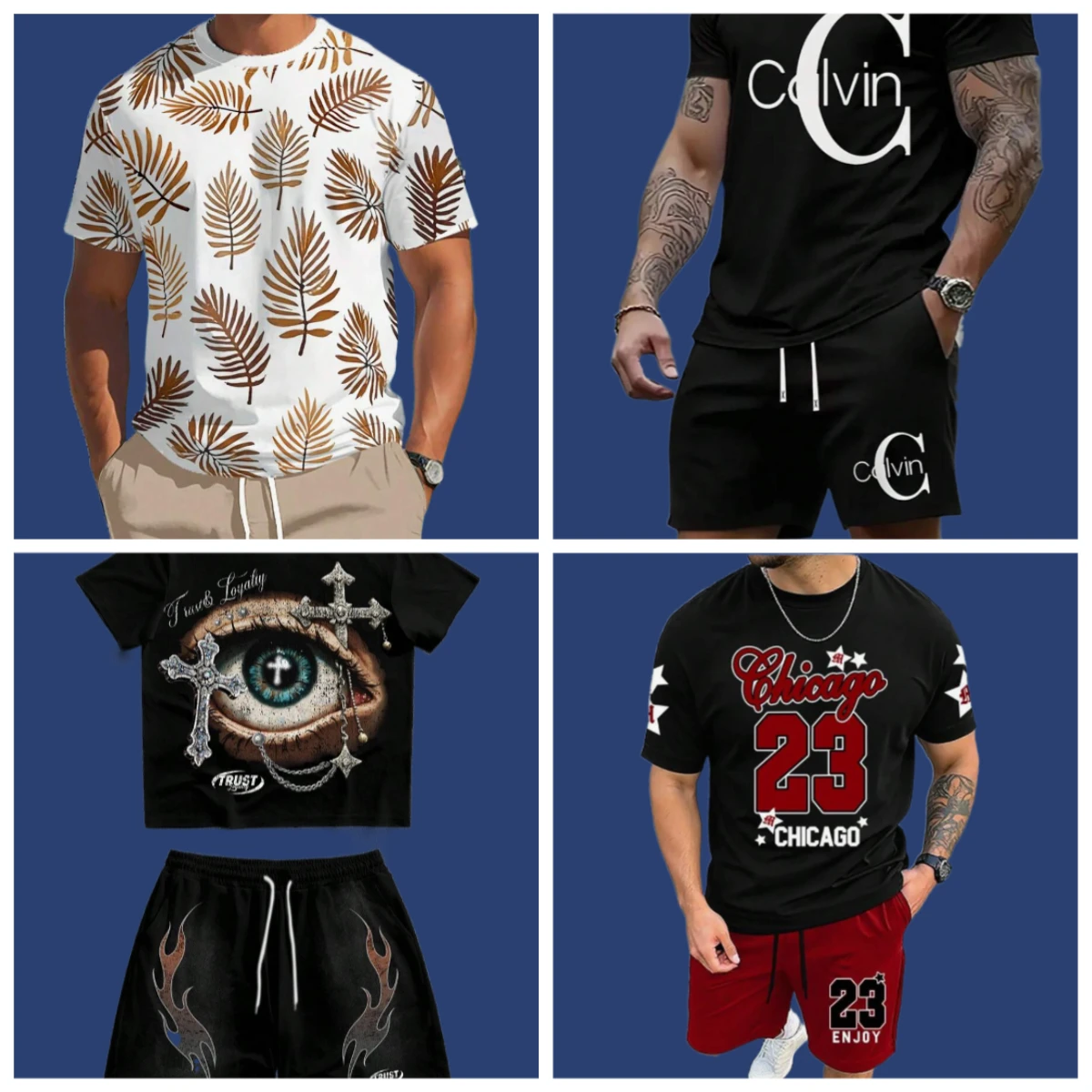 

25 NEW Harajuku Shirts Pants Two Piece Set Baggy Tracksuit Men Trouser Wide Leg Streetwear Casual Sweatpants Joggers Y2k Tops