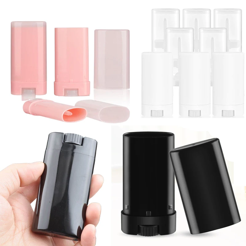 100 szt. 15ml Puste Mini Plastikowe Owalne Płaskie Tubki/Butelki na Balsam do Ust Podróżne Pojemniki na Próbki do Samodzielnego Wyrobu Dezodorantu, Stałego Balsamu do Ciał, Szminki
