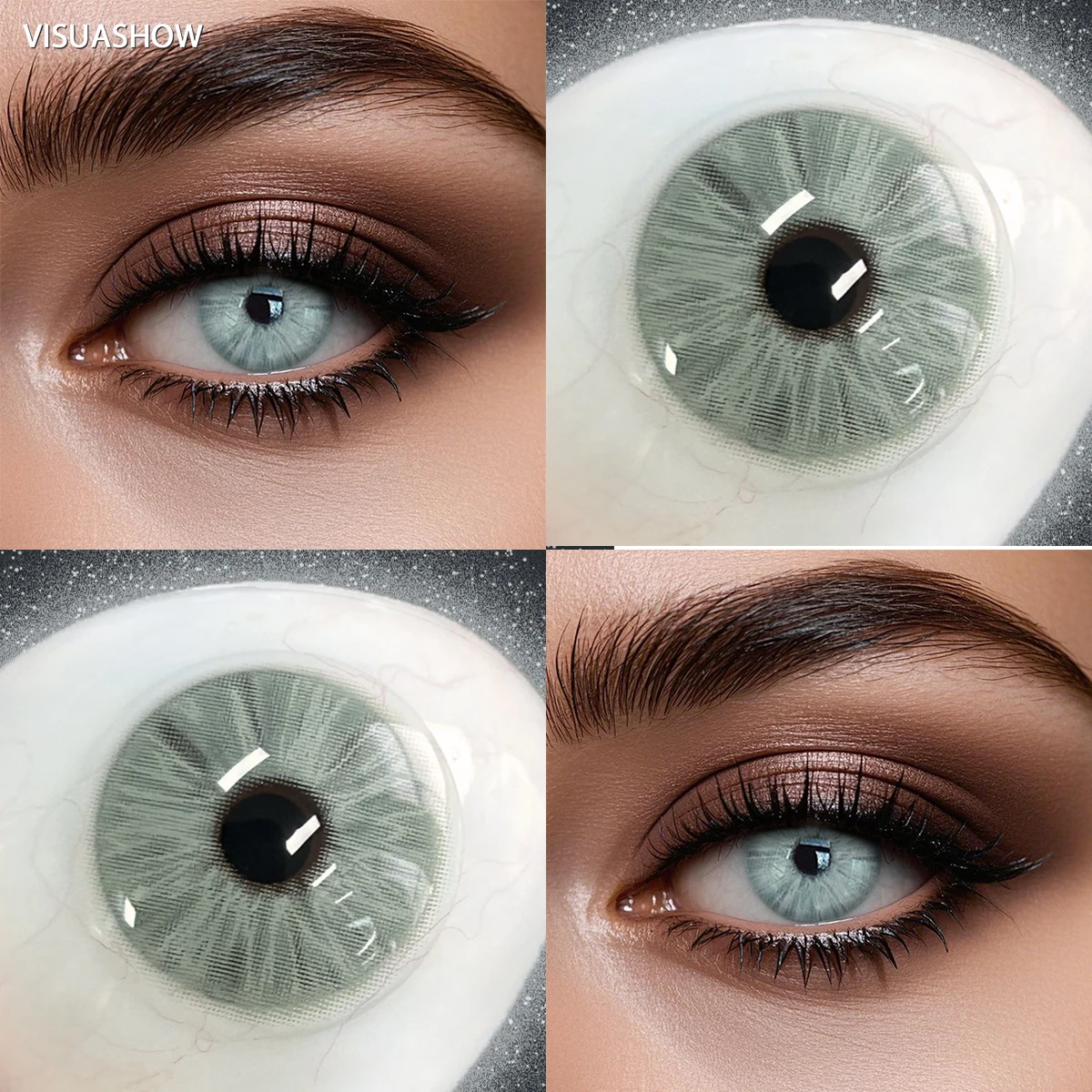 Visuashow 2 Stück Natürliche Farblinsen, Jährlich Tragbar, für Myopie mit Stärke, Weich und Bequem. Perfekt für modisches Make-up, Kosmetik und alltägliche Looks, die Ihre Schönheit unterstreichen – Detail 18