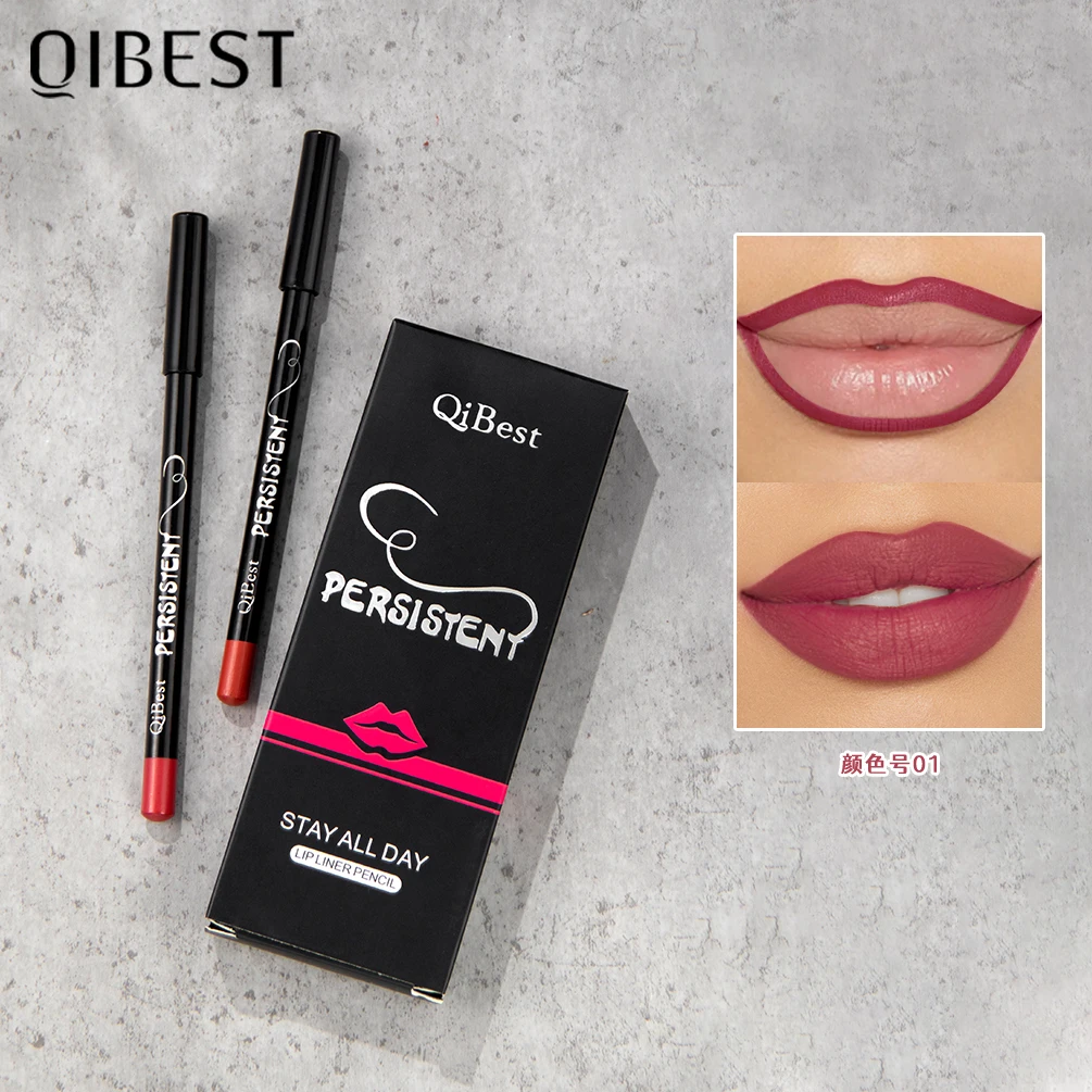 QIBEST Matte Lip Liner Pencil Sets, maquiagem duradoura, Lipliner preciso, caneta de contorno, contorno para lábios, 12 cores