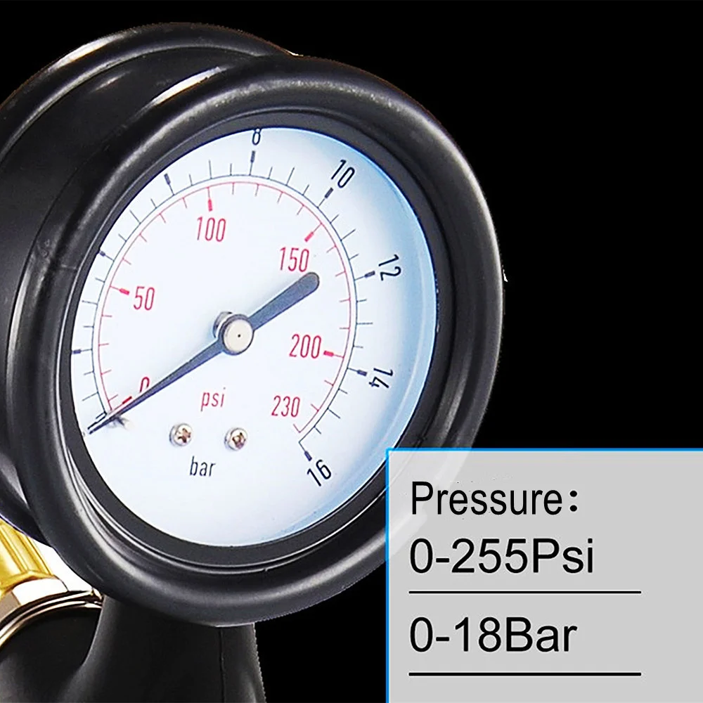 0~255Psi/0-18Bar Oil Immersed High-precision Tire Pressure Gauge Car Motorcycle Truck Inflation Gun Tyre Pressure Measuring Gun