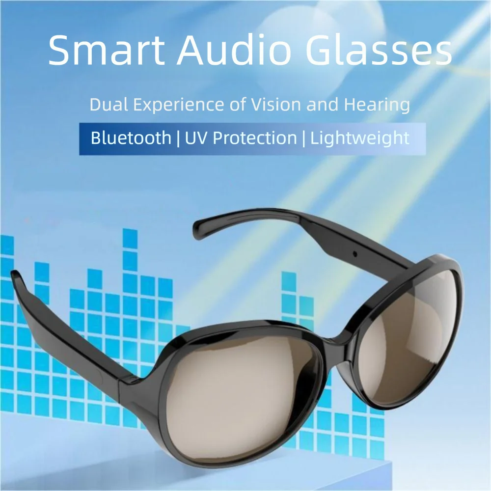Bluetooth V5.3 Occhiali da sole Bluetooth intelligenti Tecnologia Cuffie Occhiali da sole stereo Cuffie Occhiali intelligenti Bluetooth HIFI neri