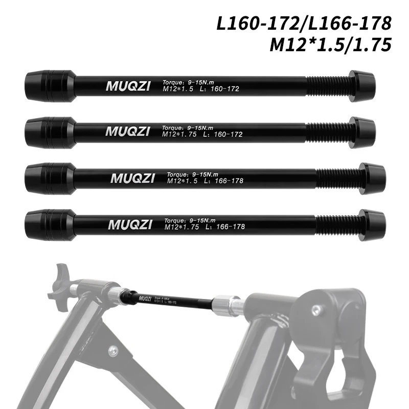 

1pc Trainer Thru Axle Adapter M12 x 1.5/1.75 Thread 160-172mm 166-178mm Shaft Bike Wheels Quick Release Skewers