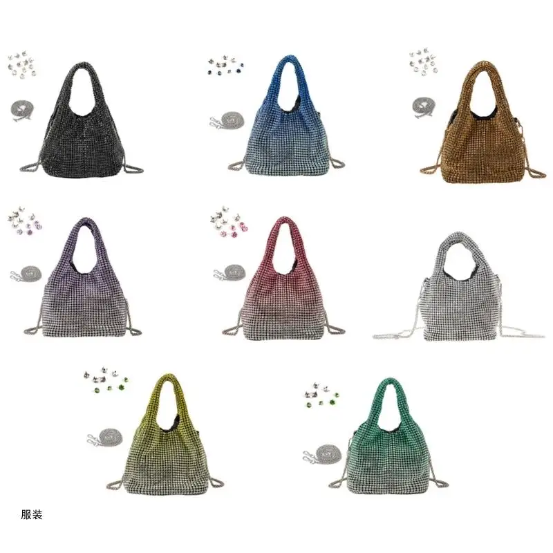 

D0UD Mini Clutch Bag Shoulder Handbag Bling Bucket Bag for Wedding Party