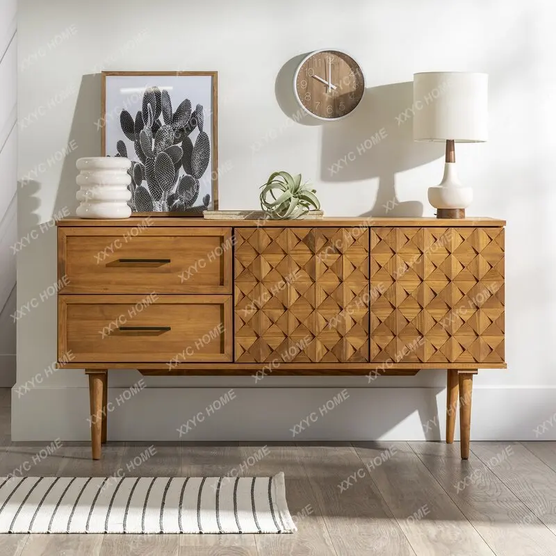 

YYMedieval side cabinet, all solid wood design carved style storage