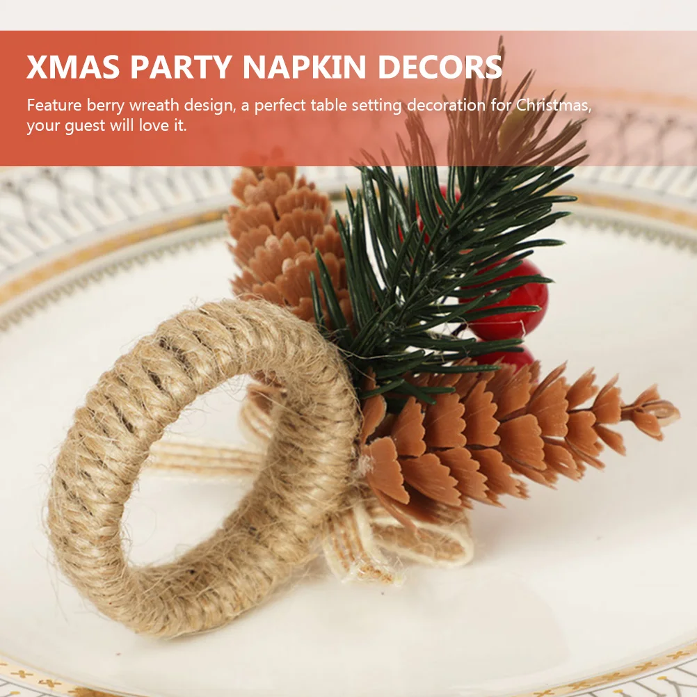 

6Pcs Napkin Rings Christmas Berry Simulation Imitation Elegant Table Decoration Xmas Party Napkin Buckles Tableware Accessories