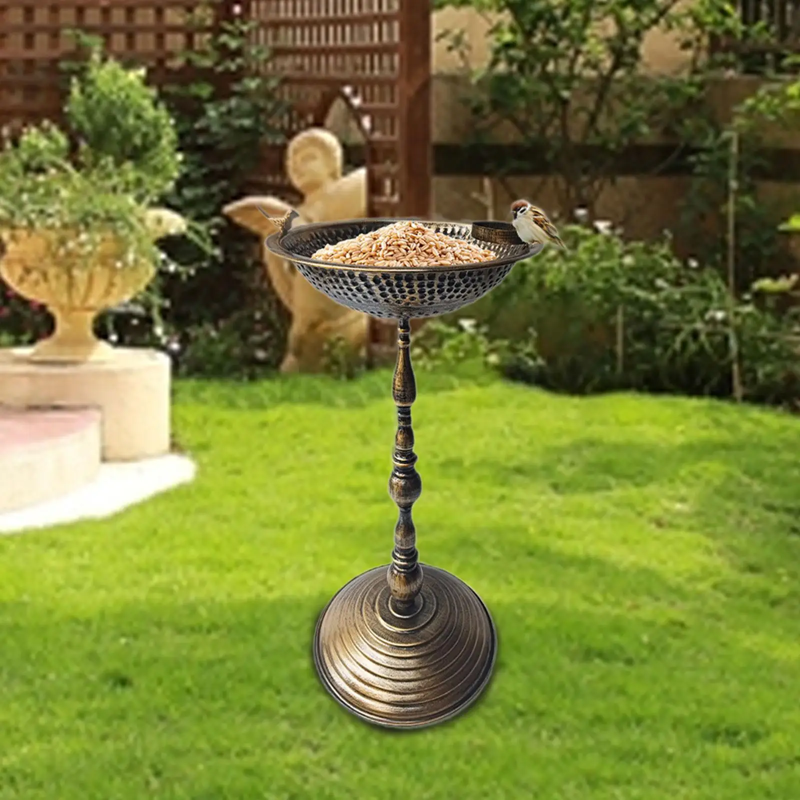 

Garden Bird Bath Rustic Round Base Design for Courtyard Backyard Bird Lovers