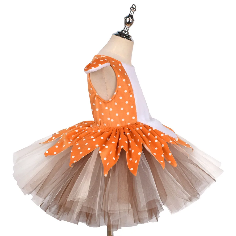 Elk Cosplay Tutu Dress Headwear Stage Performance Costume Kids Girl Top Skirt Children Outfits Halloween Carnival Party  Suit