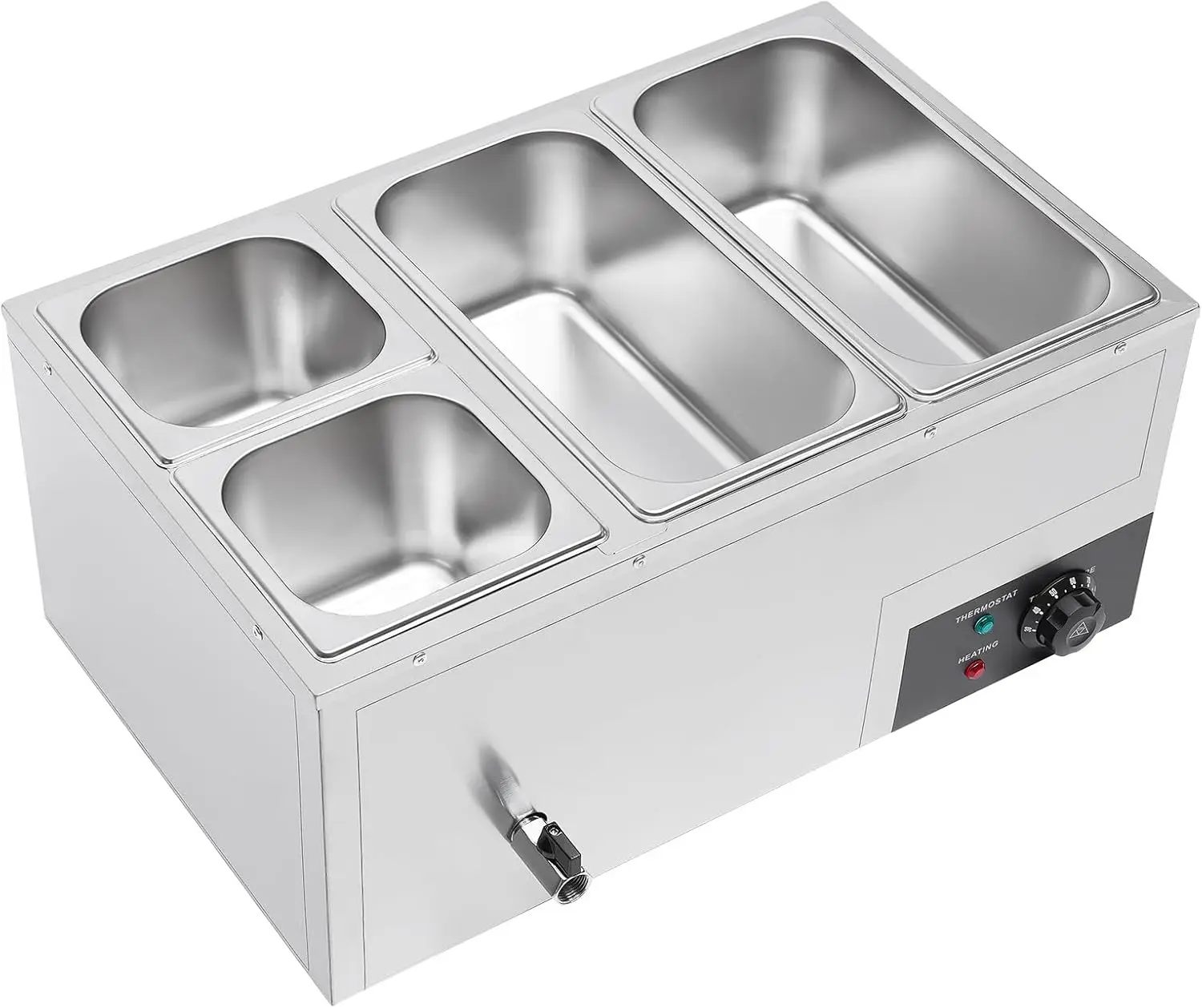 뷔페 음식 보온기, 대용량 4팬(7.4Qt+3.2Qt) 스테인레스 스틸 850W 전기 조리대 스팀 테이블(자동 온도 조절 기능 포함)