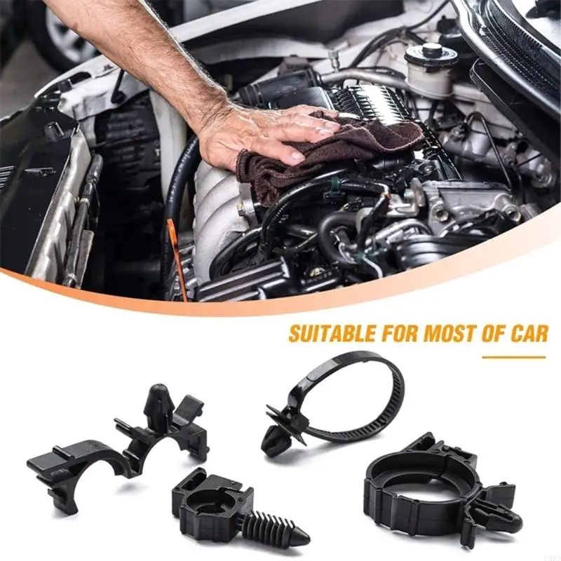 Car Wiring Clip Set with Mixed Nylon Harness Retainers, Wire Ties and Storage Box for Interior Trim Wire Management Tasks for
