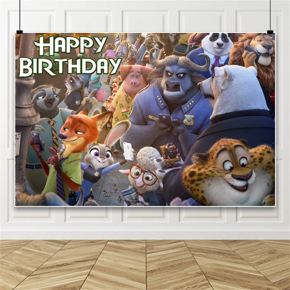 Zootopia Zootropolis Background Photography Baby Shower Photo Backdrop Birthday Party Decoration Props Supplies Studio Celebrate