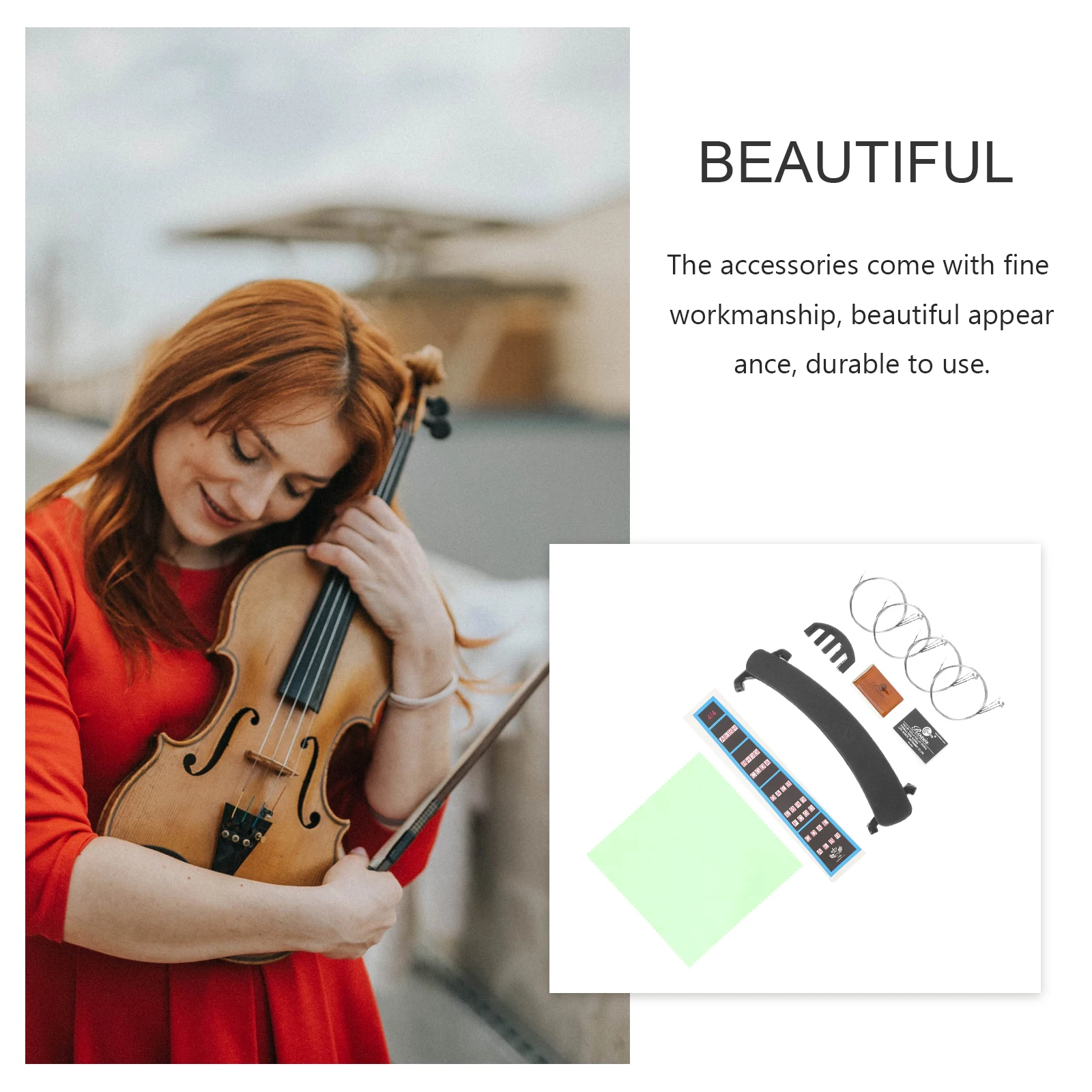 

Accessories Set Replacement Parts Professional Violin Repair Kit Abs Strings Cleaning Cloth Shoulder Rest Durable Practical