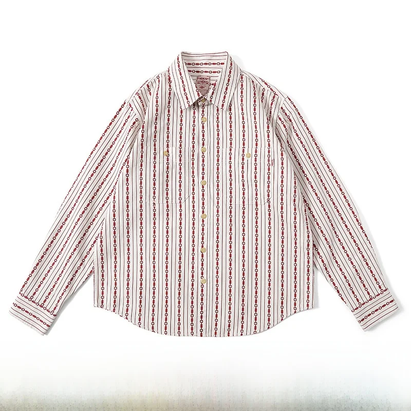 

Waed Pure Cotton Узкая ширина Ameika Print Corduroy irt Youth Faion Long Sve arp Collar Soft Gloss Regular Thin