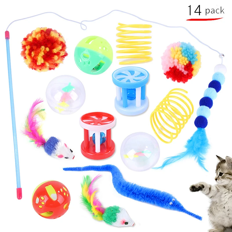 Pet Cat Toys Combination Set Kitten Toys Variety Pack- Cat Toy Sisal Mouse Bell Ball Cat Supplies