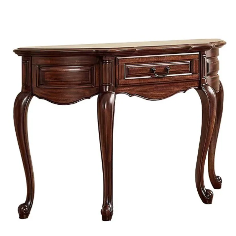 Solid wood entrance table Semi-round European retro side table against the wall Entry entrance counter