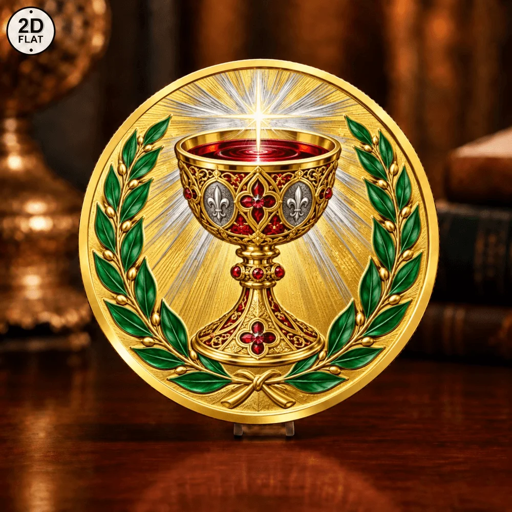 1pc Templar Warrior Knight Metal Challenge Coin UV Color Print Holy Grail Commemorative Token Desktop Decor Gift for History Fan