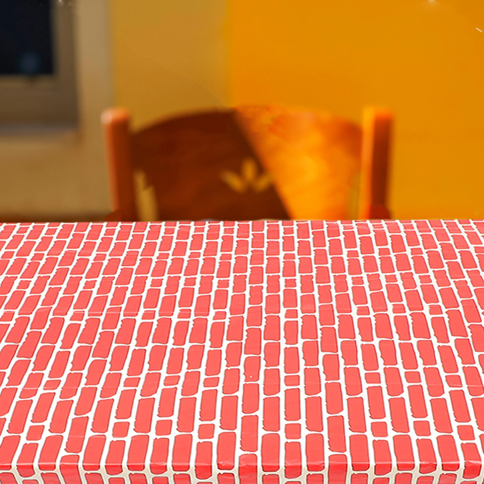 

2pcs Christmas Tablecloth Red Brick Wall Design Waterproof Pe Material Holiday Party Decoration Family Gathering Winter Festive
