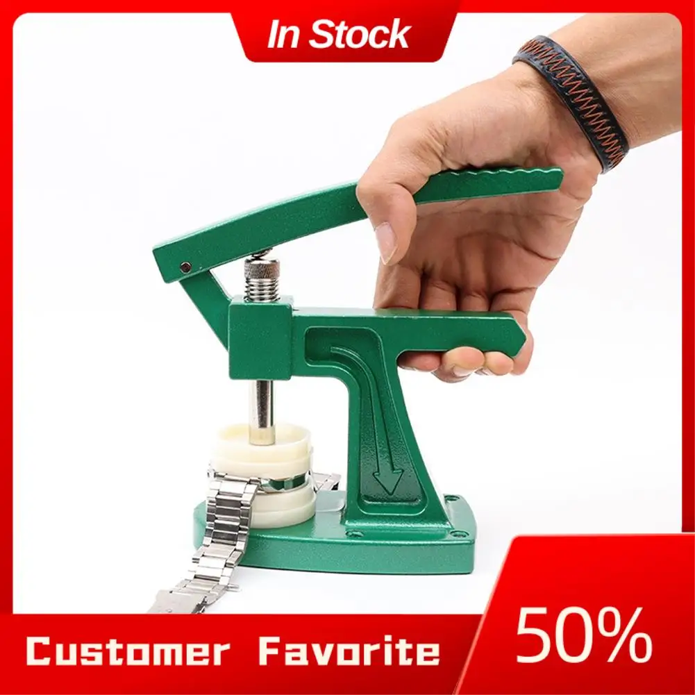 

Лидер продаж, пресс-инструмент для часов с набором инструментов для замены батареи часов и фитинговыми штампами для снятия задней панели часов, ремонт и бит