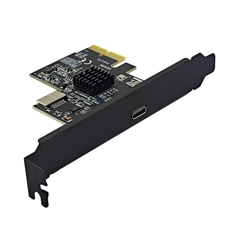 Add On Cards PCI Express X2 to Type-E + Type-C Expansion Card USB3.2 GEN2 10Gbps ASM3142 Chip PCI-E to USB-C Adapter for Desktop