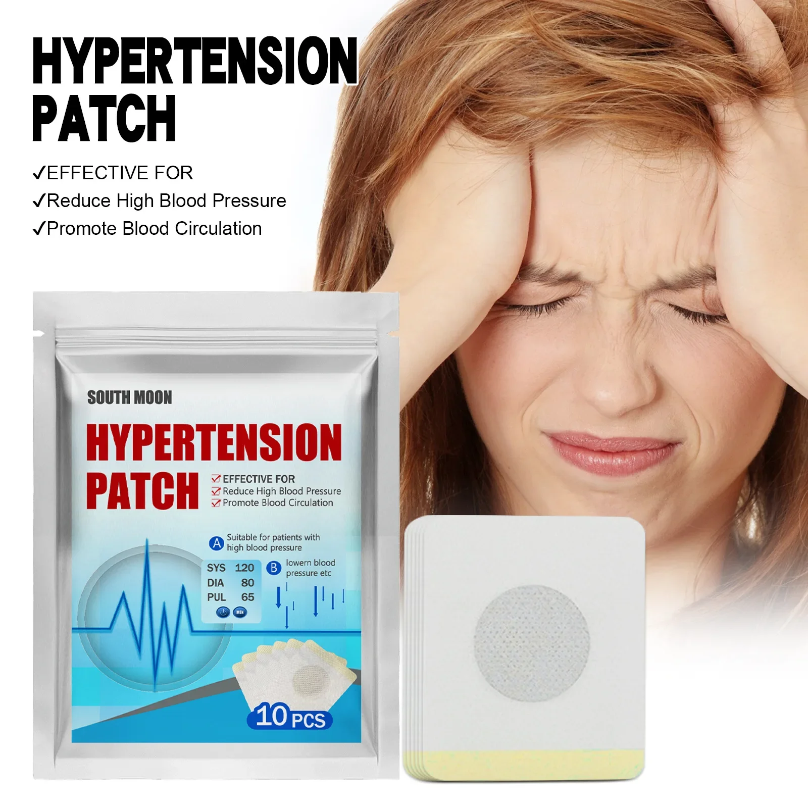 20pcs High Blood Pressure Patch Headache Calming Patches Clean Blood Vessel Reduce Sugar Diabetes Acupoint Medicine Plaster