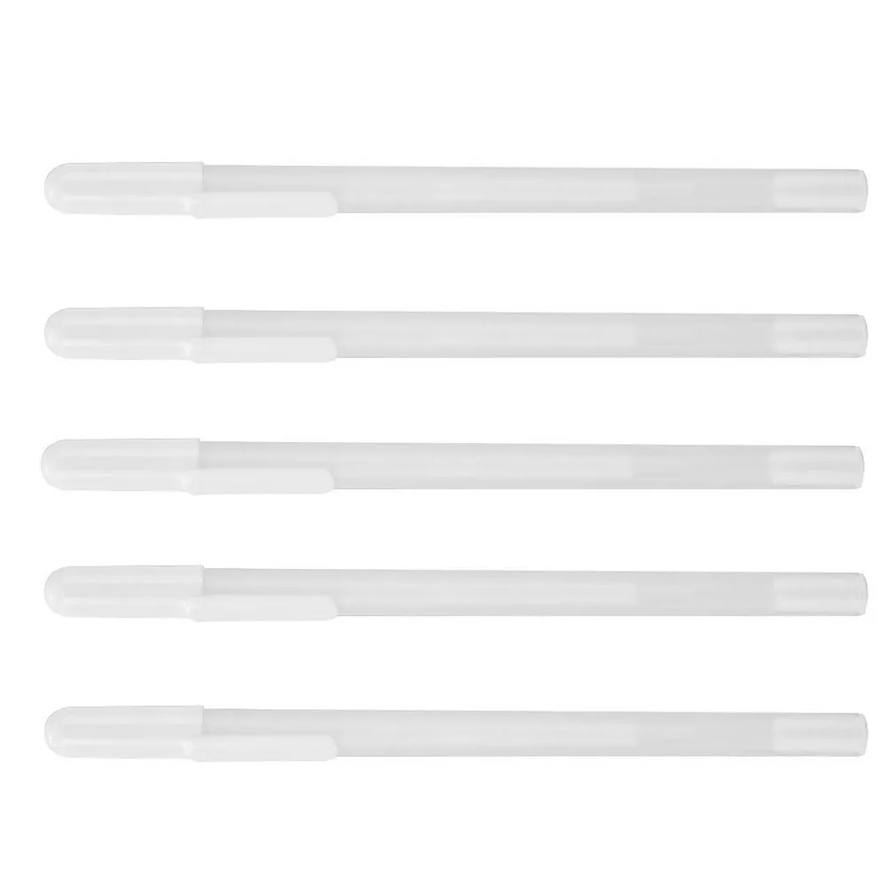 

5Pcs White Fine Tip Gel Pens 0.8mm Odorless Smooth Coverage Highlighter Pens for Art Drawing Illustration Black Envelope Dark