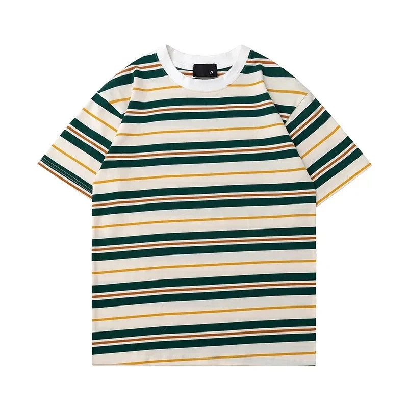 

Japanese Striped Summer New Fashion Men's O-neck Short Sleeve Loose Casual Trendy T-shirts Male American European Clothes Tops