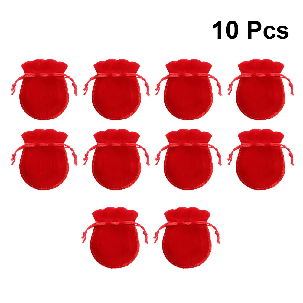 

10 Pcs Flannel Drawstring Jewelry Bags Storage Organizers Gift Pouches For Festivals Weddings and Anniversaries