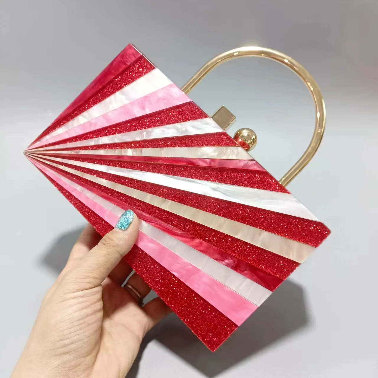 

Women's New Striped Acrylic Handbag for Fashionable Wedding Evening Chain Crossbody