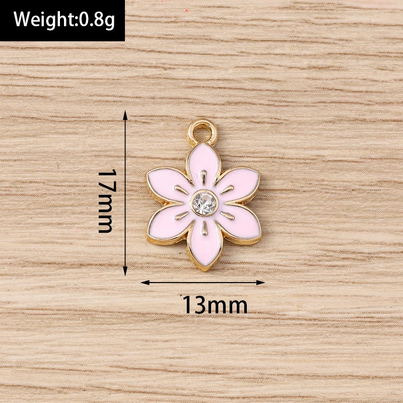 10pcs 13x17mm Cute Enamel Sakura Flower Charms Pendants for Jewelry Making Earrings Necklaces Bracelets DIY Crafts Accessories