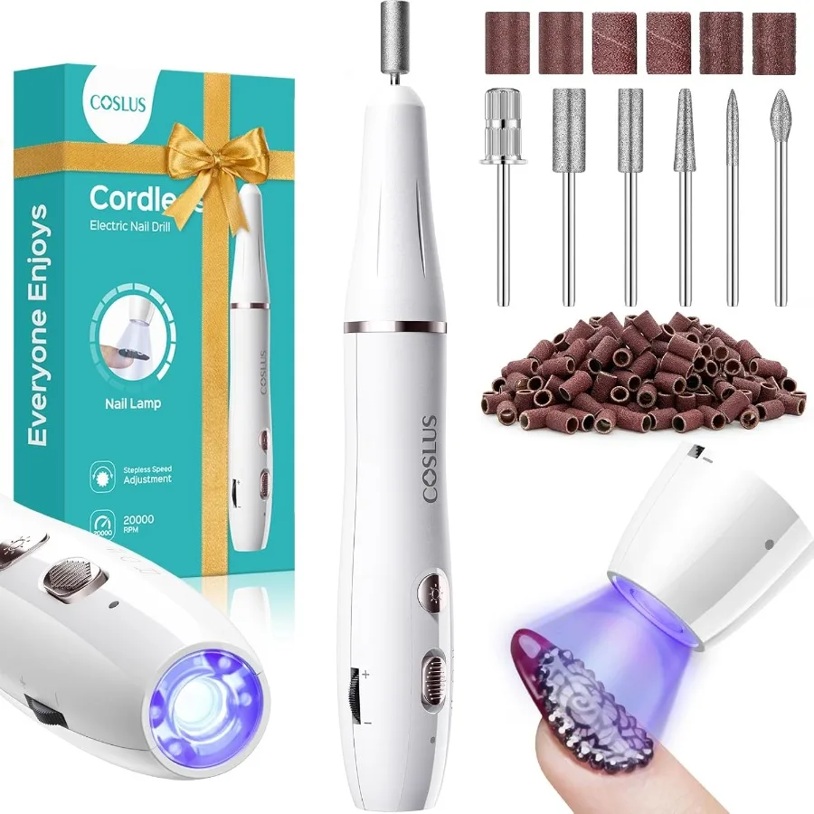 

Аккумуляторная электрическая дрель для ногтей с лампой для ногтей 2 в 1, портативная дрель для ногтей, комплект для акрилового геля, пудра для ногтей Rechar